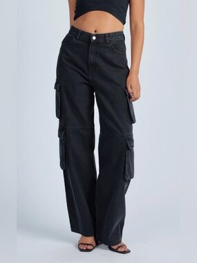 Dr. Denim Black Wide-Leg Cargo Jeans